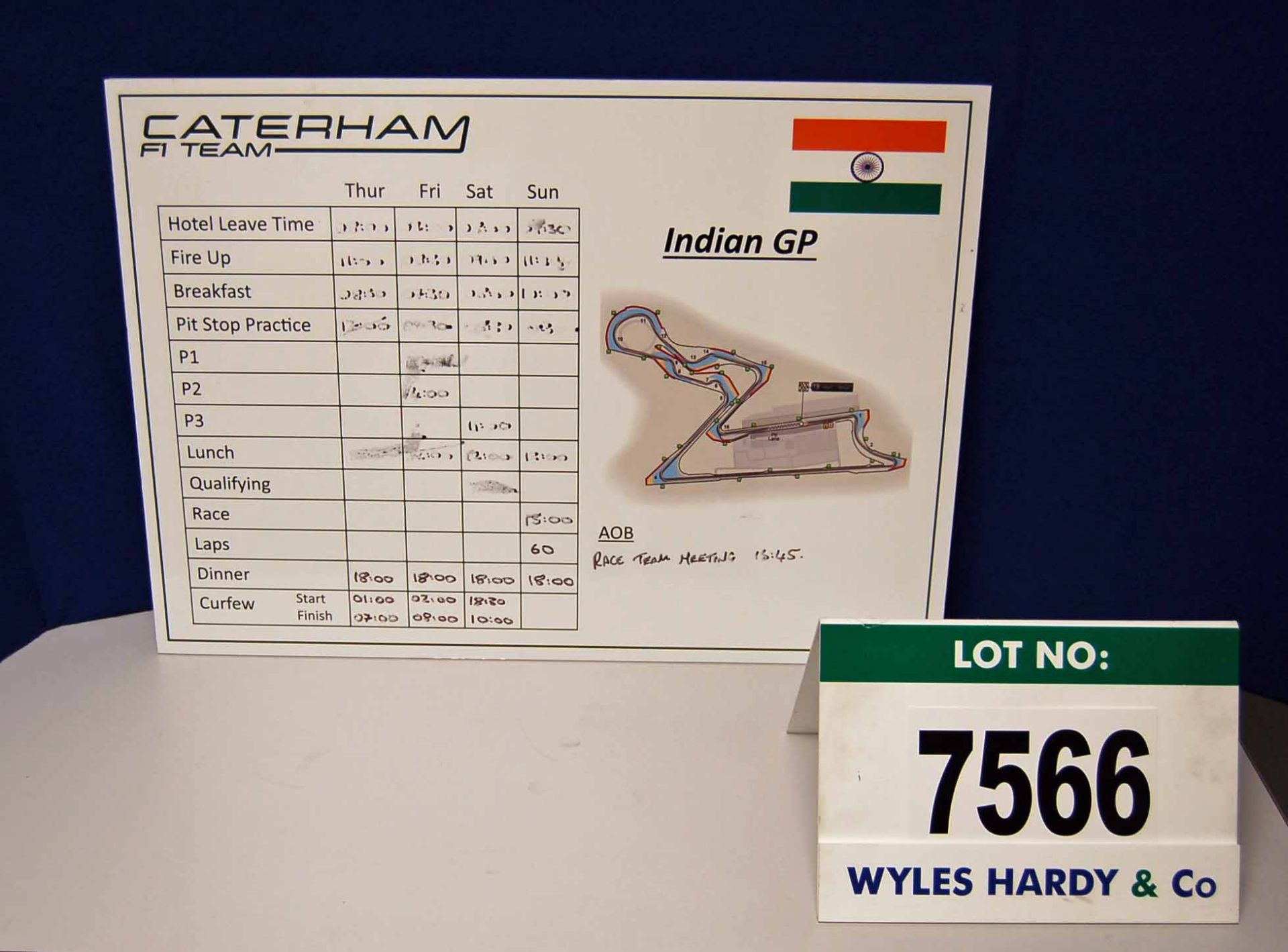 A CATERHAM F1 Team 500mm x 700mm Foamex Pit Crew Information Board - Indian Grand Prix  Want it