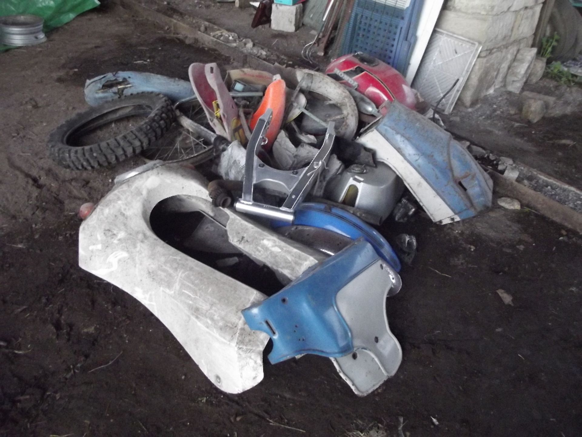 Assorted motorcycle spares, including No