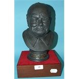 A Royal Doulton black basalt commemorative bust, Centenary of the birth of Winston S Churchill, 89/