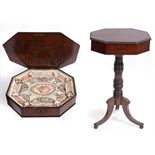 A Victorian mahogany table, the rectangular top with canted corners opening to reveal an interior