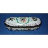 A Naples porcelain box, decorated triumphal regalia, harbour scenes and flowers, 16.5 cm wide