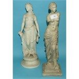 A Parian figure, of a lady, 39.5 cm high, and a resin figure (2) Report by RB  First figure (holding