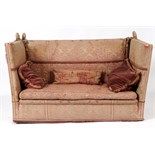 An upholstered Knole drop end settee, approx. 154 cm wide