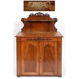 A Ross of Dublin walnut campaign chiffonier, the top veneered in maple, with a Ross & Co brass