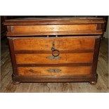 A 19th century French box, in the form of a commode chest of drawers, on bun feet, 55 cm wide