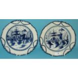 A pair of 18th century plates, decorated