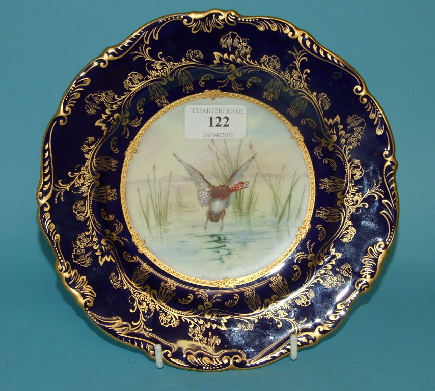A Coalport plate, Red-Head Duck, 7593, s