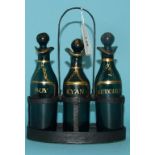 A set of three 18th century green glass