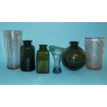 Six art glass vases (6)
