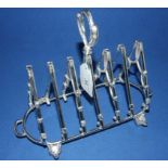 A plated fox hunting toast rack,