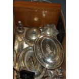 Two silver plated entrée dishes and covers,