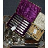 A set of six silver teaspoons, Sheffield 1931, a set of silver coffee bean spoons,