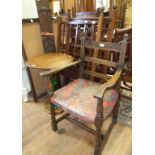 A pub type table, an easel, an inlaid ma