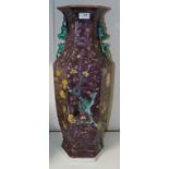 A Chinese hexagonal vase, decorated a bi