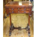 A Victorian rosewood work table, on shap