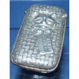 A silver cat vesta case