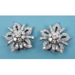 A pair of large diamond flowerhead clip