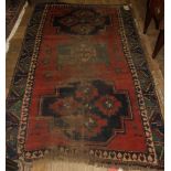 A Kazak rug, decorated geometric motifs,