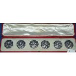 A set of six silver Art Nouveau buttons,