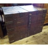 A metal bound oak chest,