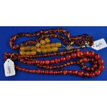 Four amber style necklaces