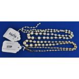 A single strand graduated pearl necklace, and another (clasp a.f.