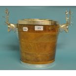 A plated wine cooler, with stags' head handles,