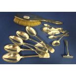 A set of six silver fiddle pattern dessertspoons, initialled, London 1898,