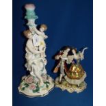 A Continental porcelain group, of two dancing figures, 19 cm high,