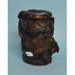 A Black Forest style wooden tobacco box, in the form of a dog,