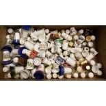 Assorted Sutherland and other thimbles, a Chinese porcelain vase and cover, other ceramics, glass,