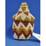 A Tutsi beadwork basket and cover,