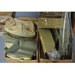 Assorted fly fishing and other accessories, including Snowbee lightweight waders, sizes 7 and 11,