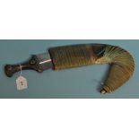 A Jambaiya, with a horn handle and metal mounts,