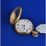 A 9ct gold hunter pocket watch, the white dial with Roman numerals and subsidiary seconds dial