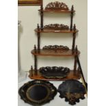 A small four tier whatnot, with twisted columns and pierced decoration, 74 cm high,