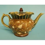 A Doulton Lambeth stoneware teapot and cover, decorated shells, 2201,