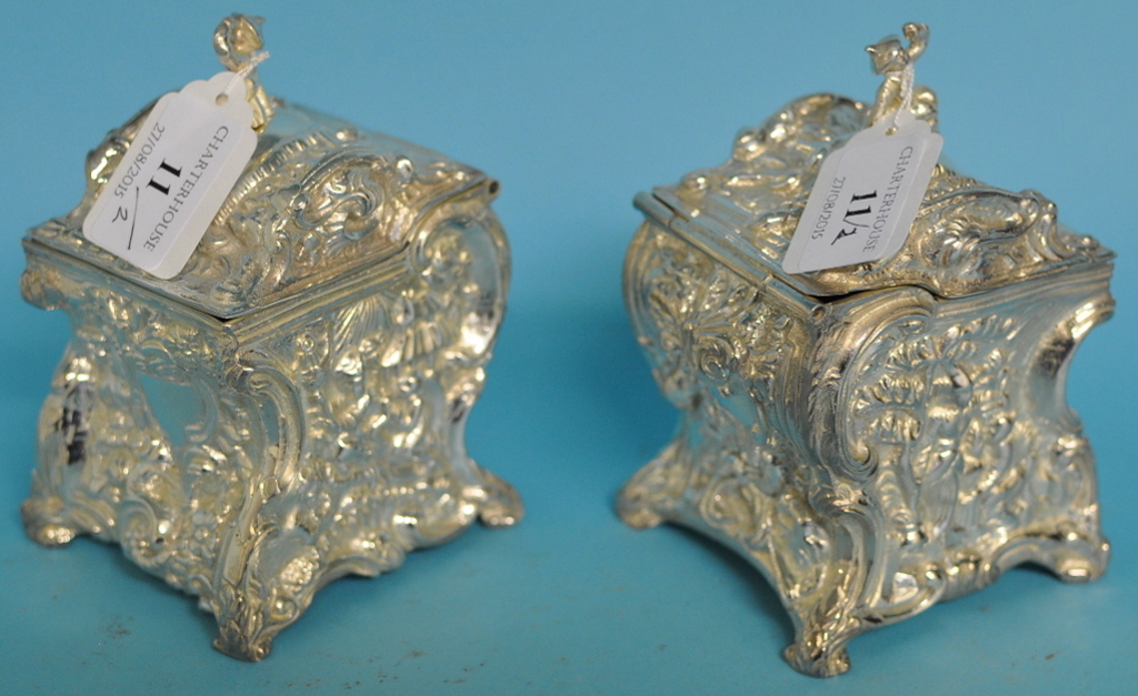 A pair of plated tea caddies, 13.