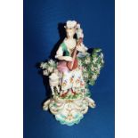 A Derby porcelain figure, of a lute player, (a.f.) 21.5 cm high Condition report Report by GH