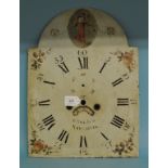 A painted dial, for a longcase clock, with an arch, signed W Nickifson, Newcastle,