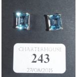 A pair of silver and *****blue cubic zirconia NOT topaz***** stud earrings