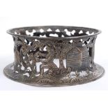 A Victorian silver potato dish ring, decorated farmyard scenes, London 1894, 11.4 ozt, 19 cm