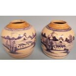 A Chinese ginger jar, decorated a landscape in underglaze blue, 16 cm high,