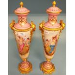 A pair of Sevres style vases, with gold coloured metal mounts, 53 cm high (2) Condition report