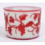 A Chinese red and white glass vase, deco