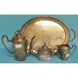 A WMF silver plated coffee service, comprising a coffee pot, a sugar box and cover, a milk jug,