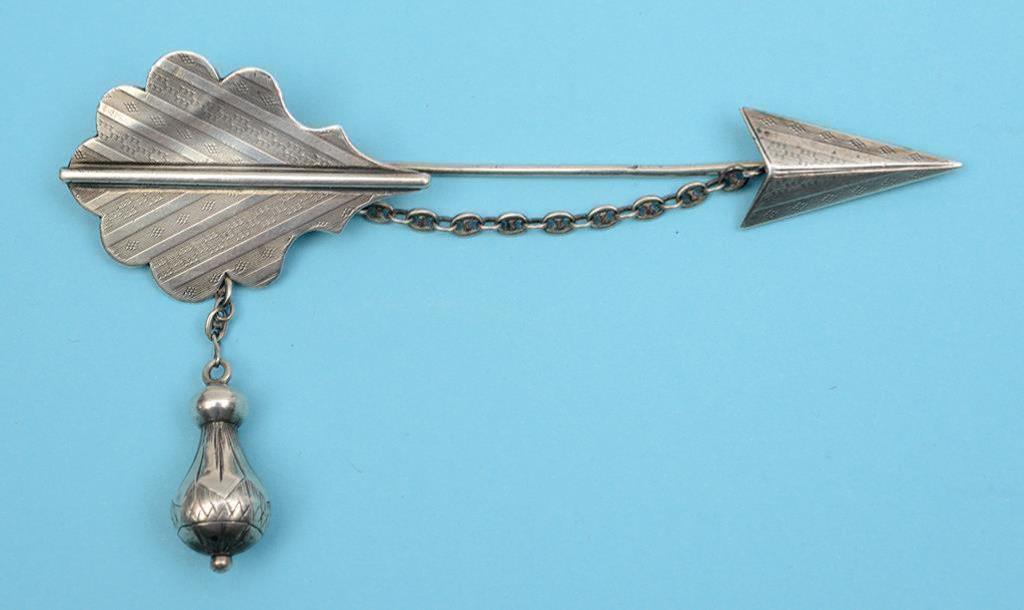 A 19th century silver cloak brooch, in t