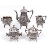 An American silver plated five piece cof