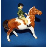 A Beswick Girl on Pony, skewbald, 1499,