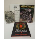 Assorted motorcycle reference volumes, including Preece (Geoff) HRD Motor Cycles,